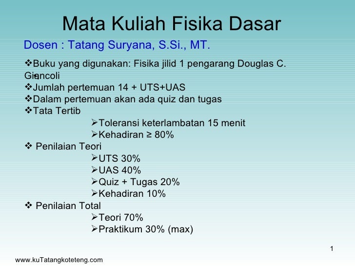 Materi Kuliah Fisika Dasar 1 Pdf